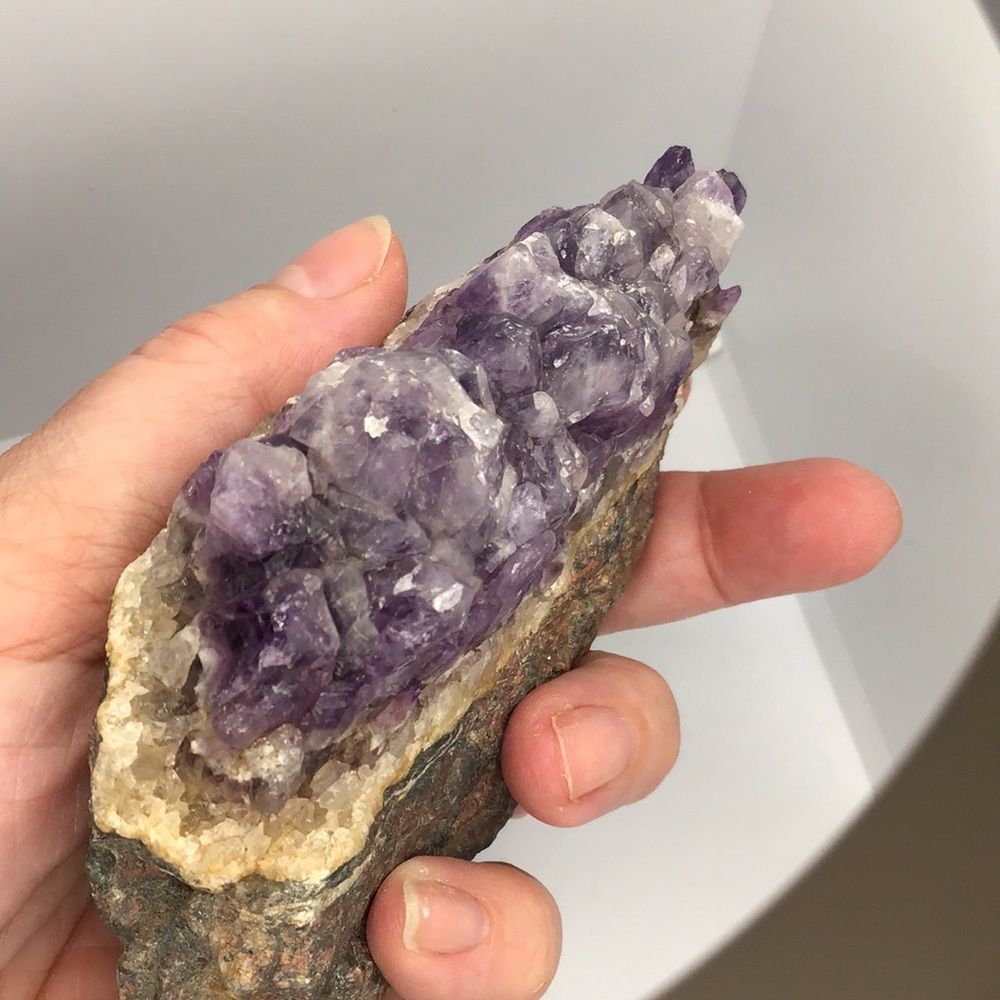 Amethyst crystal raw rock found at minesite years ago gorgeous in the light